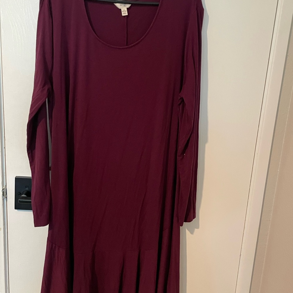 Terra & Sky Deep Burgundy Long Sleeve Dress